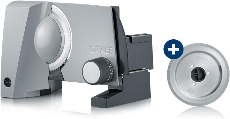 GRAEF G52 - Trancheuse universelle électrique, Made in Germany, Couteau à jambon & lame ondulée en acier inoxydable Ø 170 mm, épaisseur de coupe 0-20 mm